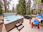 Private Hot Tub and Patio with Dinner Table and Seating